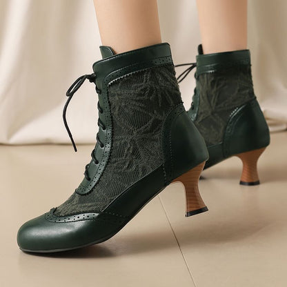 Women's Lace Up High Heel Ankle Boots