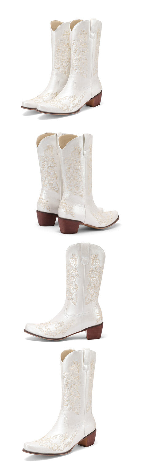 Women's Embroider Block Heel Western Boots