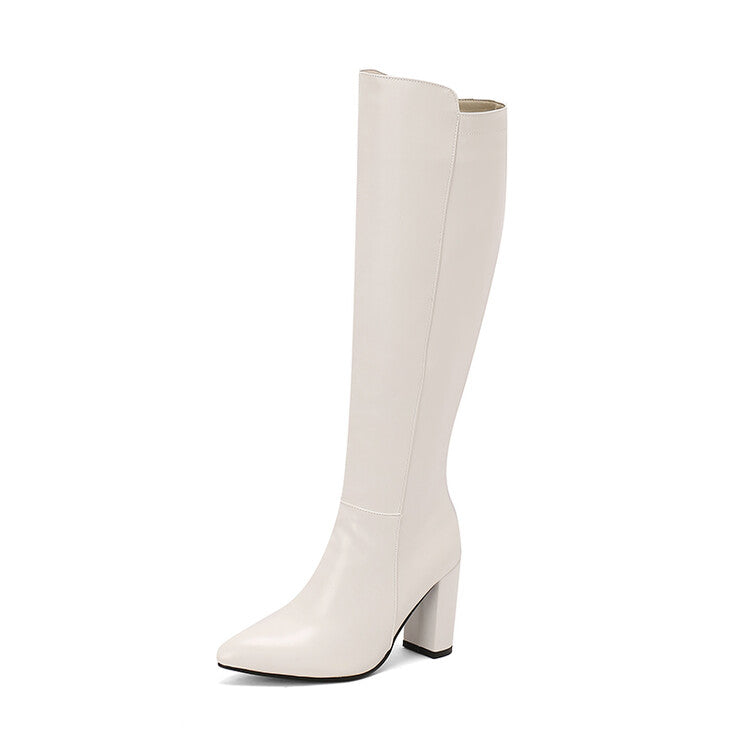 Women's Pointed Toe Block Heel Knee High Boots