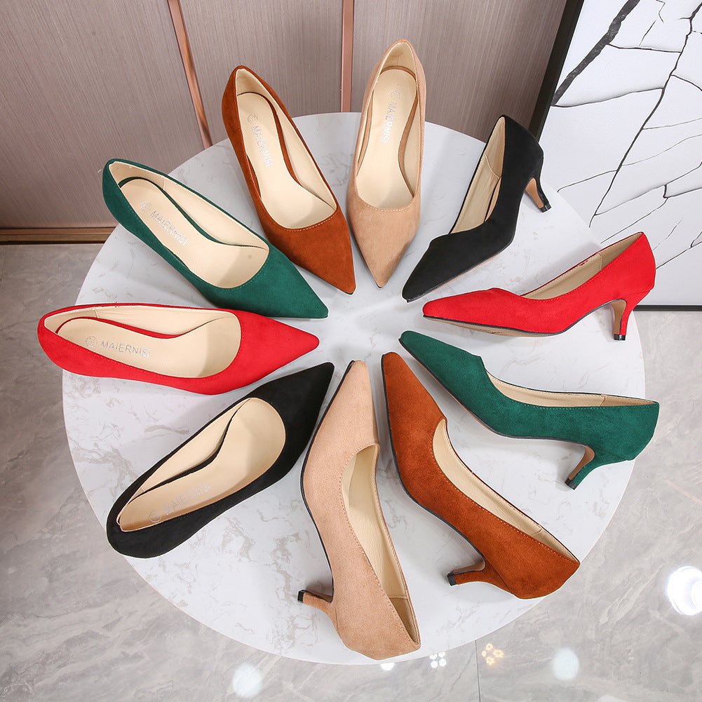 Ladies Pointed Toe Shallow Stiletto Heel Pumps