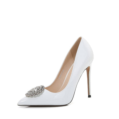 Ladies Pointed Toe Rhinestone Shallow Stiletto Heel Pumps