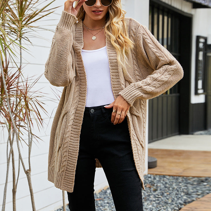 Cardigans Kniting Plain Twist Long Sleeves for Women