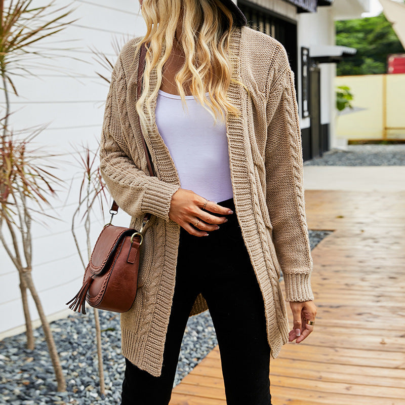 Cardigans Kniting Plain Twist Long Sleeves for Women