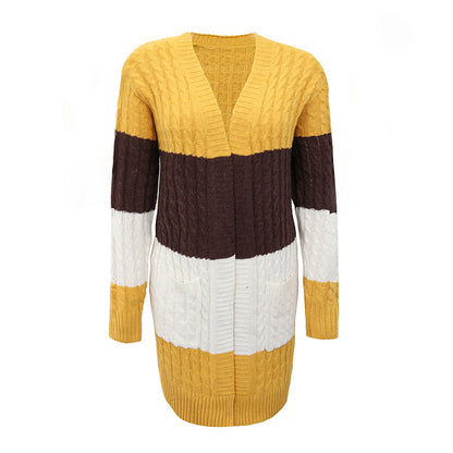 Cardigans Kniting Bicolor Stripes Twist for Women