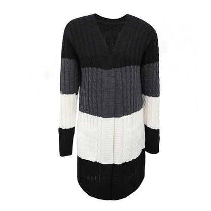 Cardigans Kniting Bicolor Stripes Twist for Women