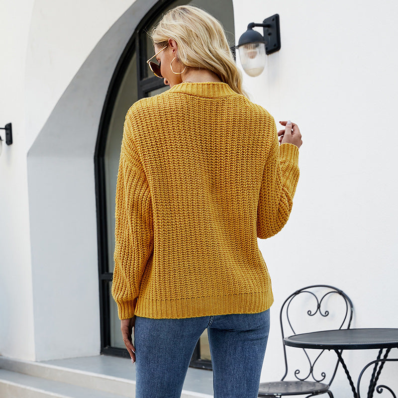 Cardigans Kniting Plain Twist Buttons for Women