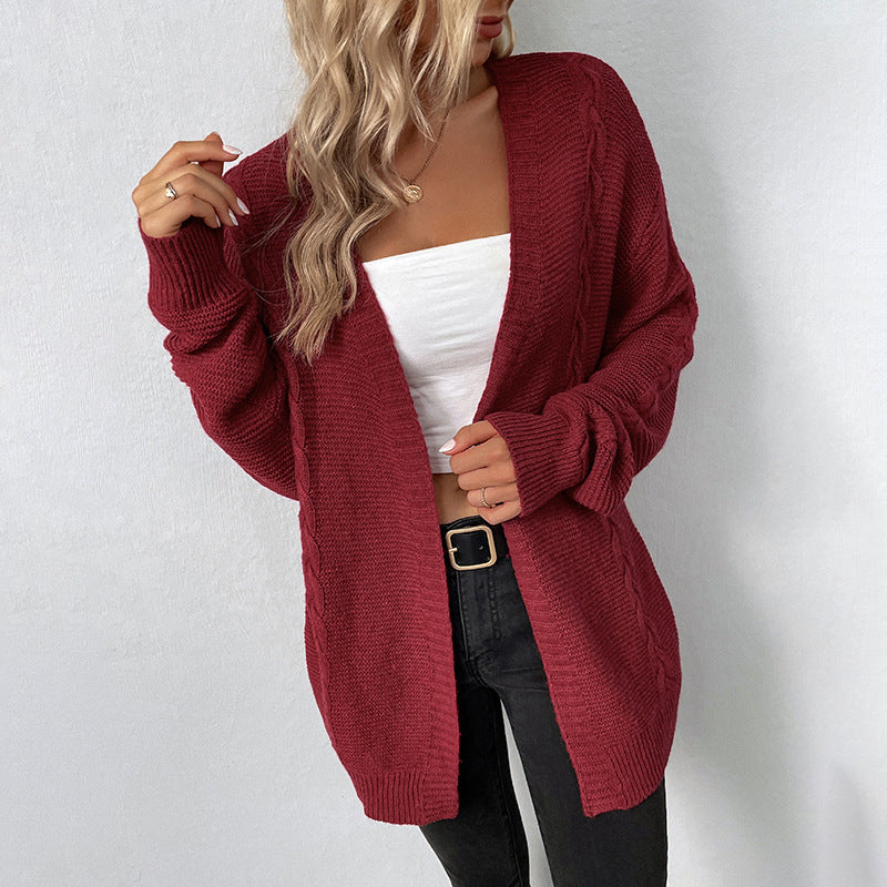 Cardigans Kniting Plain Twist for Women