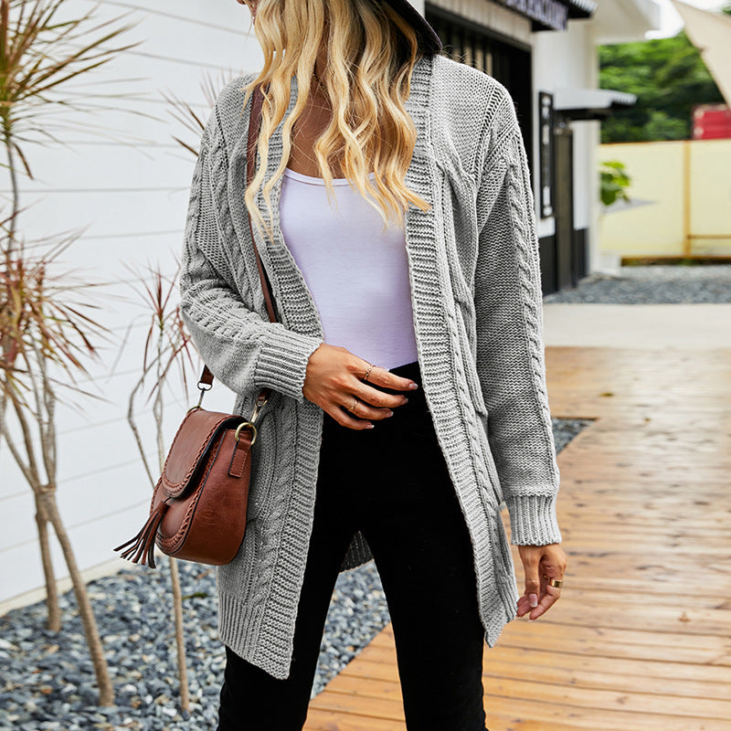 Cardigans Kniting Plain Twist Long Sleeves for Women