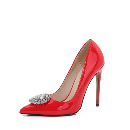 Ladies Pointed Toe Rhinestone Shallow Stiletto Heel Pumps