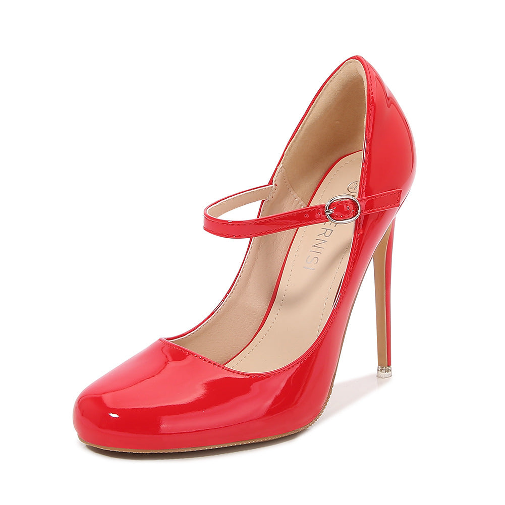 Ladies Shallow Mary Janes Stiletto Heel Pumps