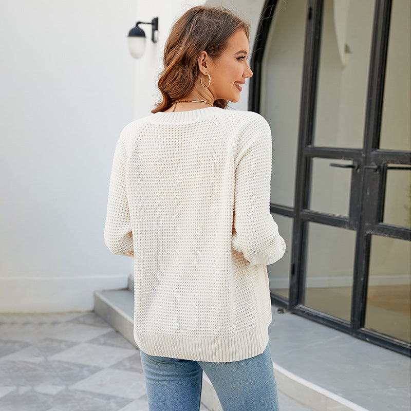 Cardigans Kniting Plain Zippers Round Collar Long Sleeves for Women