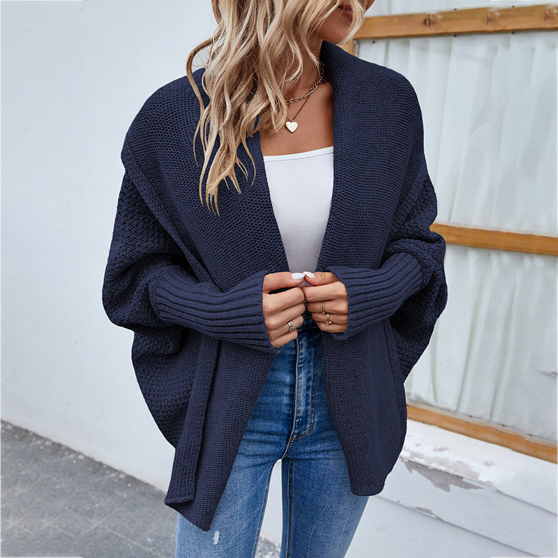 Cardigans Kniting Plain Bat Long Sleeves for Women