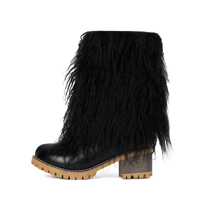 Women's Tassel Round Toe Platform Short Boots