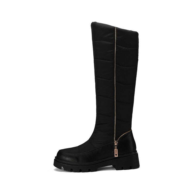 Women's Plush Down Waterproof Flat Platform Mid Calf Snow Boots