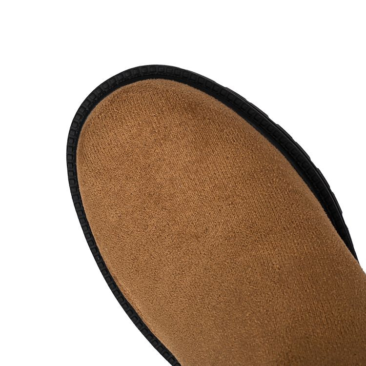 Women's Patchwork Plush Flat Mid Calf Snow Boots