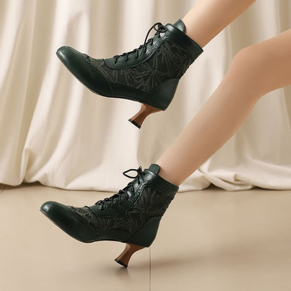 Women's Lace Up High Heel Ankle Boots