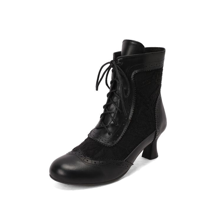 Women's Lace Up High Heel Ankle Boots