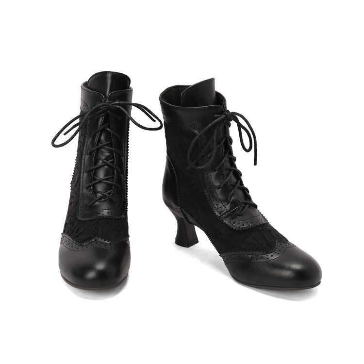 Women's Lace Up High Heel Ankle Boots