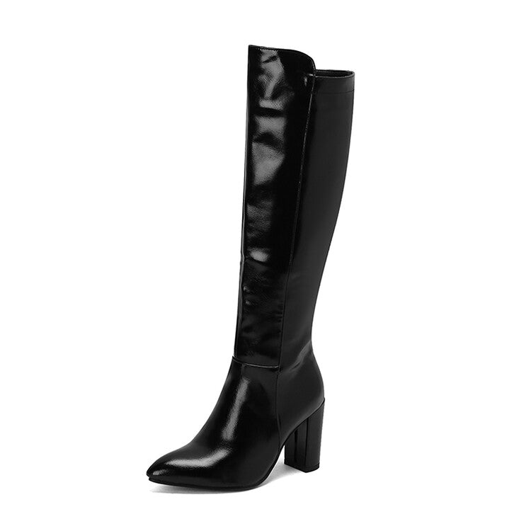 Women's Pointed Toe Block Heel Knee High Boots
