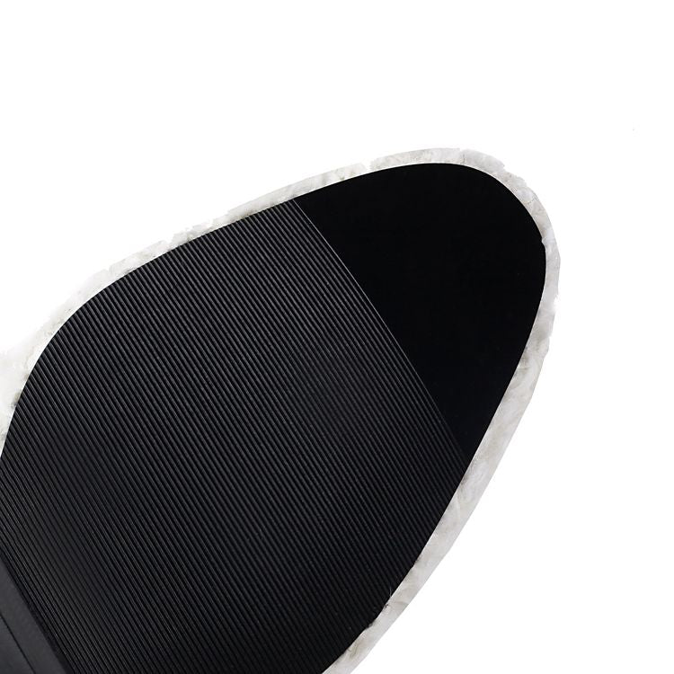 Women's Patchwork Round Toe High Heel Mid Calf Boots