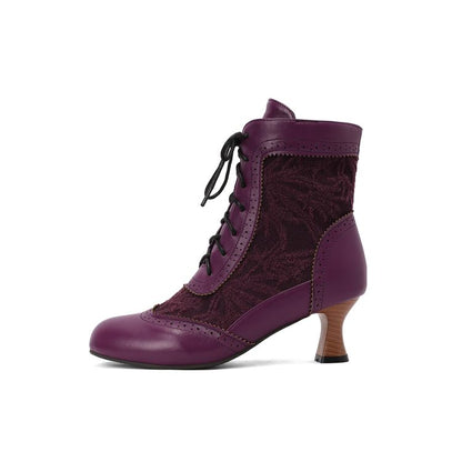 Women's Lace Up High Heel Ankle Boots