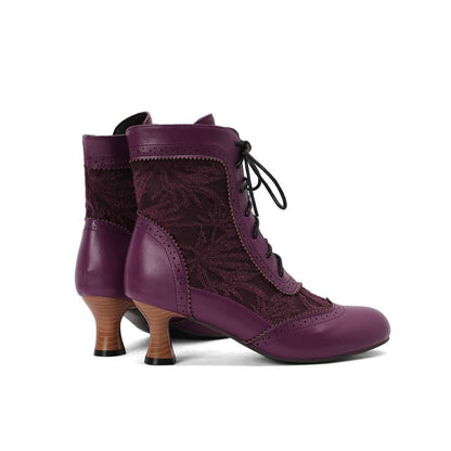 Women's Lace Up High Heel Ankle Boots