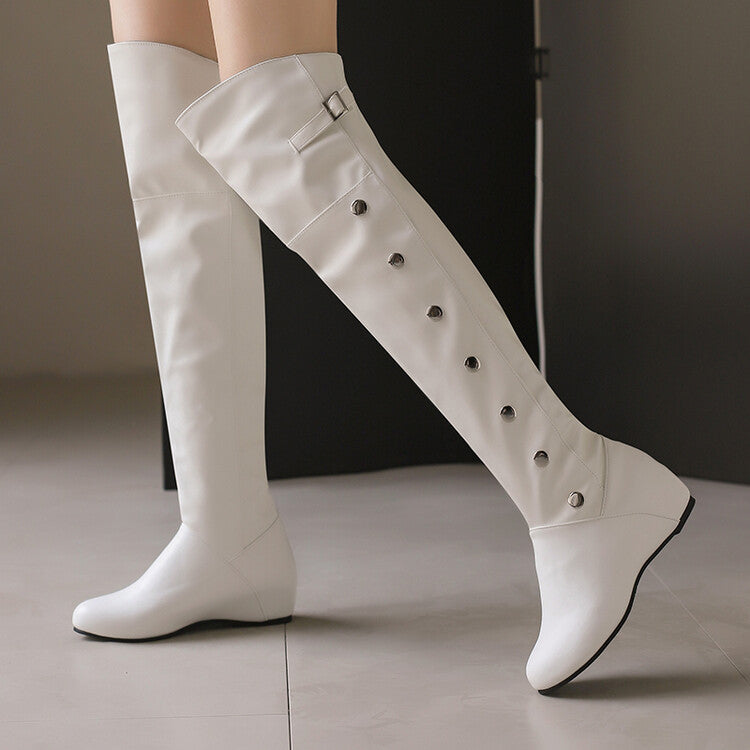 Women's Rivets Round Toe Increased Internal Over the Knee Boots