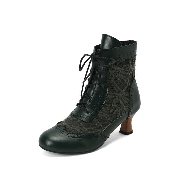 Women's Lace Up High Heel Ankle Boots