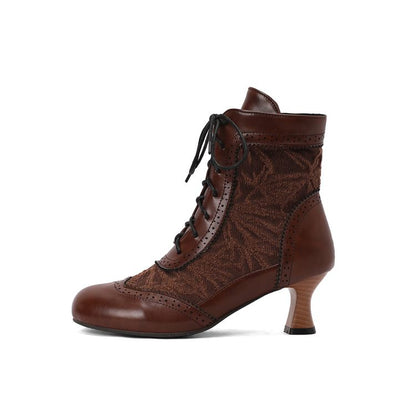 Women's Lace Up High Heel Ankle Boots