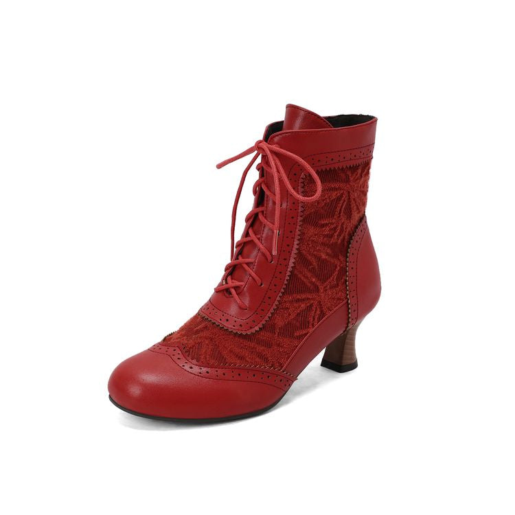 Women's Lace Up High Heel Ankle Boots