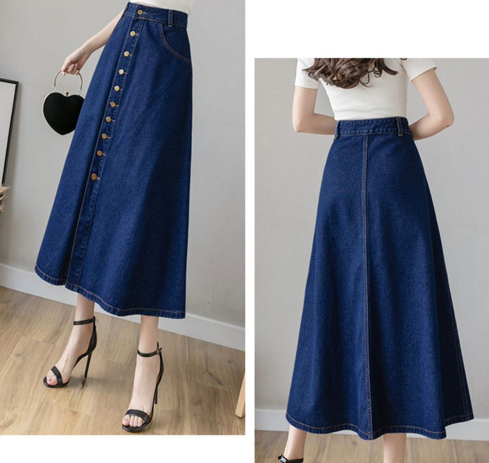 Denim Washable Blue High Waist Elegant Denim Women Skirts
