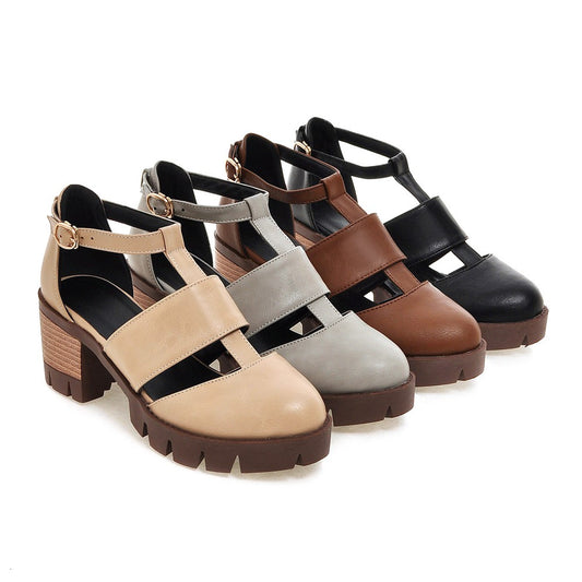 Casual Sandals Pu Leather Pumps Platform High-heeled Shoes Woman