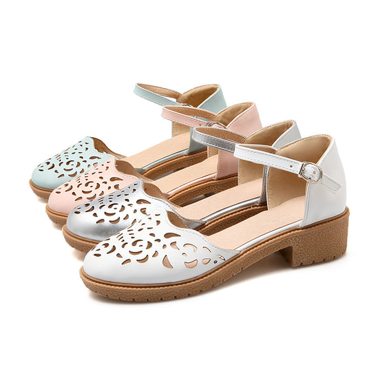 Summer Ankle Straps Sandals Casual Low-heeled Shoes Woman