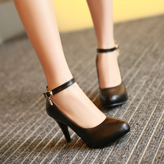 Ankle Straps Pumps Platform High Heels Women Shoes 2496