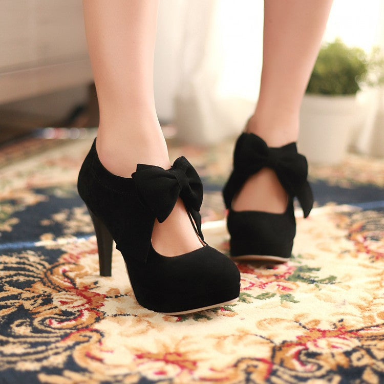 Bow High Heels Platform Pumps Women Shoes 1984