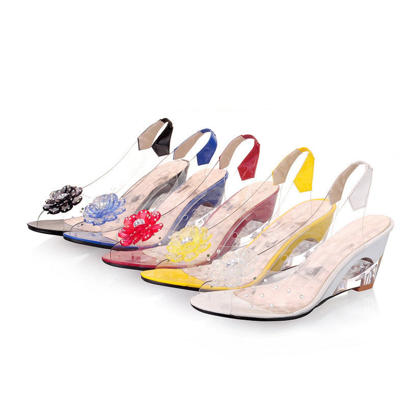 Flower Wedges Sandals Women Crystal Shoes Woman