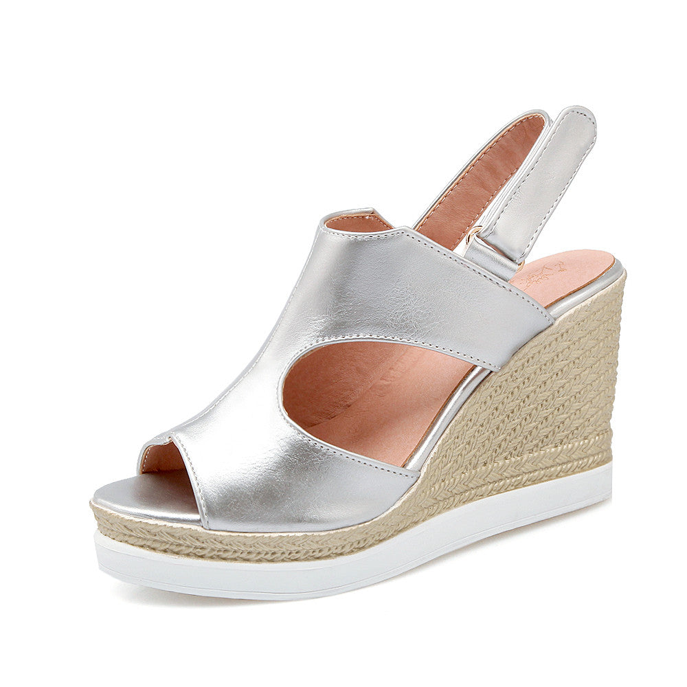 Women Buckle Wedges Sandals Platform High-heeled Shoes