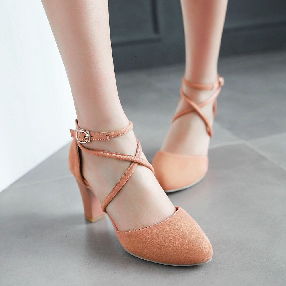 Round Toe Summer Sandals Pumps High-heeled Shoes Woman