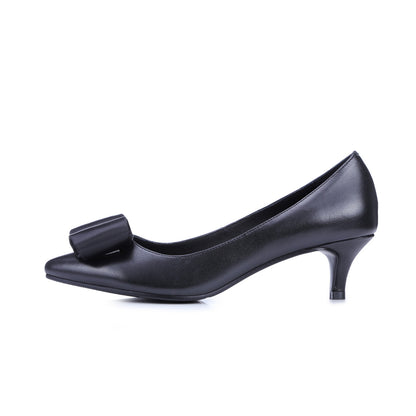 Women's Pumps Bow Genuine Leather High Heels Dress Shoes