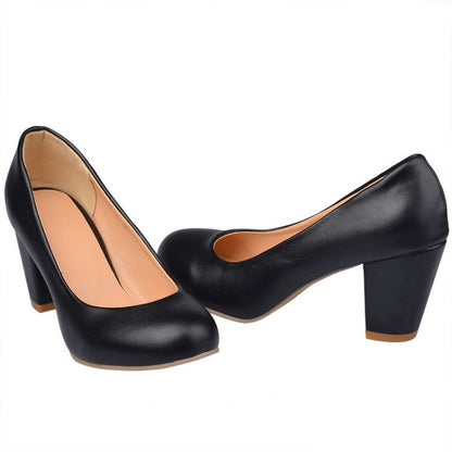 Women High Heels Dress Shoes Chunky Heel Pumps 6516