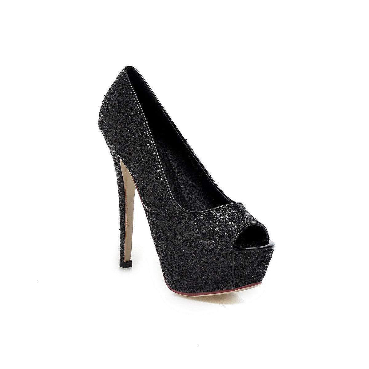 Sexy Peep Toes Glitter Pumps Platform High Heels Fashion Women Shoes 6374