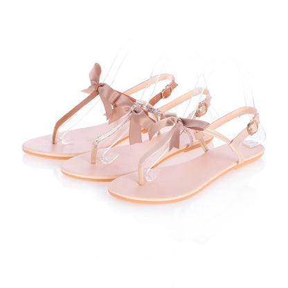 T Strps Flats Sandals Women Knot Gum Outsole Shoes Woman 3435