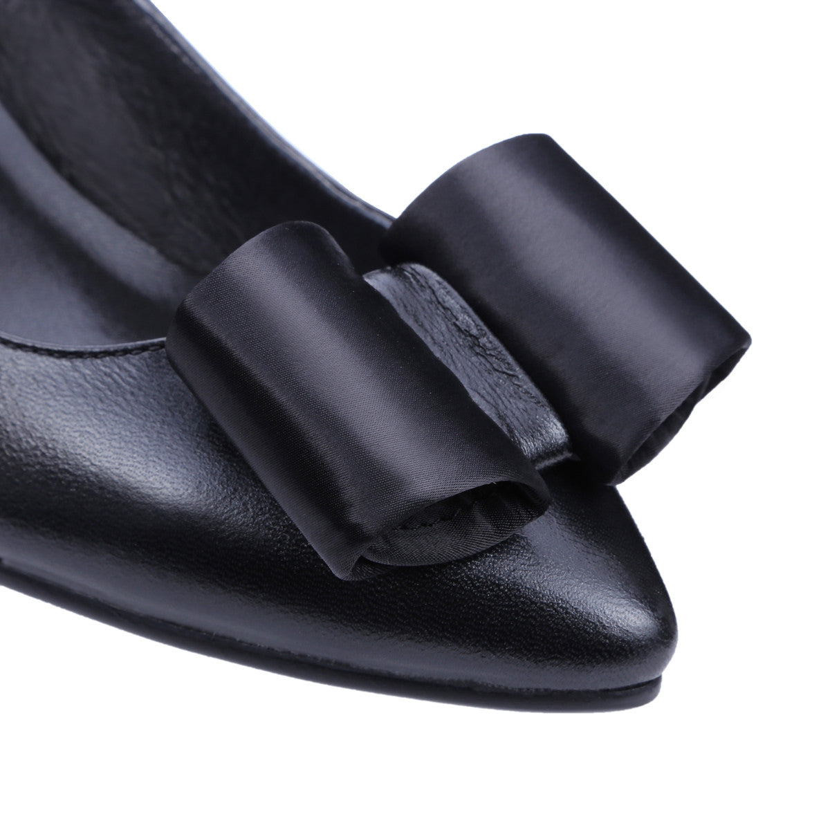 Women's Pumps Bow Genuine Leather High Heels Dress Shoes