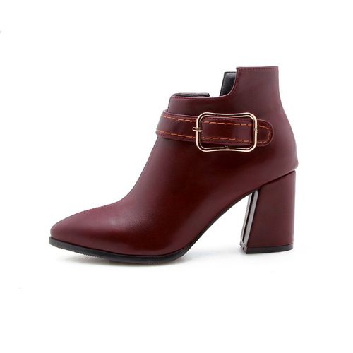 Women Pointed Toe High Heels Short Boots