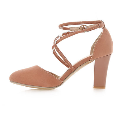 Round Toe Summer Sandals Pumps High-heeled Shoes Woman