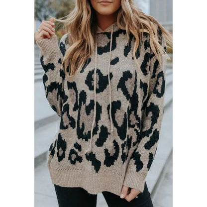 Leopard Print Hoodie Thick Sweater for Women