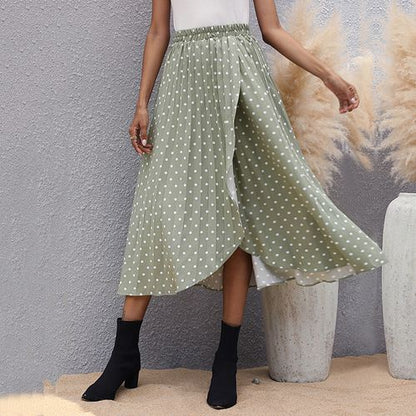 Women Polka-dot Elastic A-line Skirt