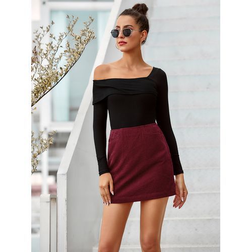 Ins Retro Fashion High Waist Corduroy Packet Buttock Short Women Skirts