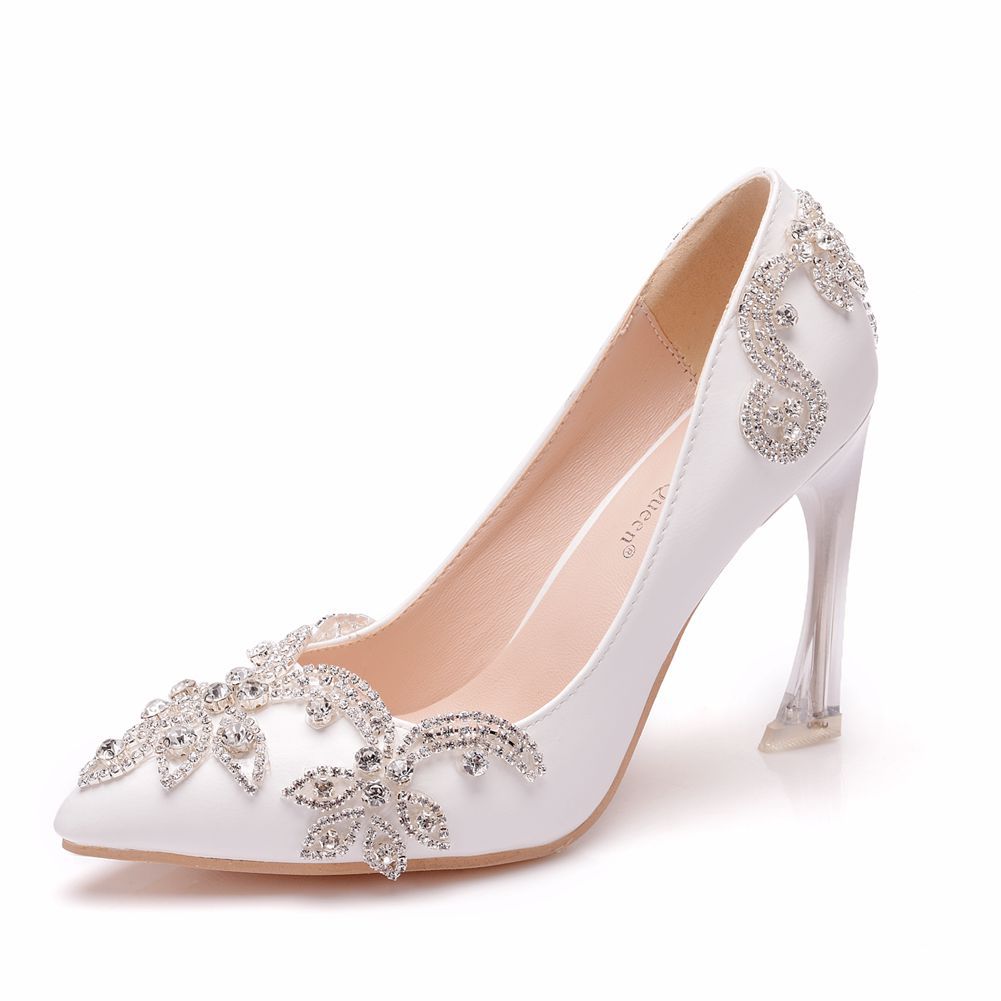 Women Rhinestone Crystal Stiletto Heel Wedding Pumps