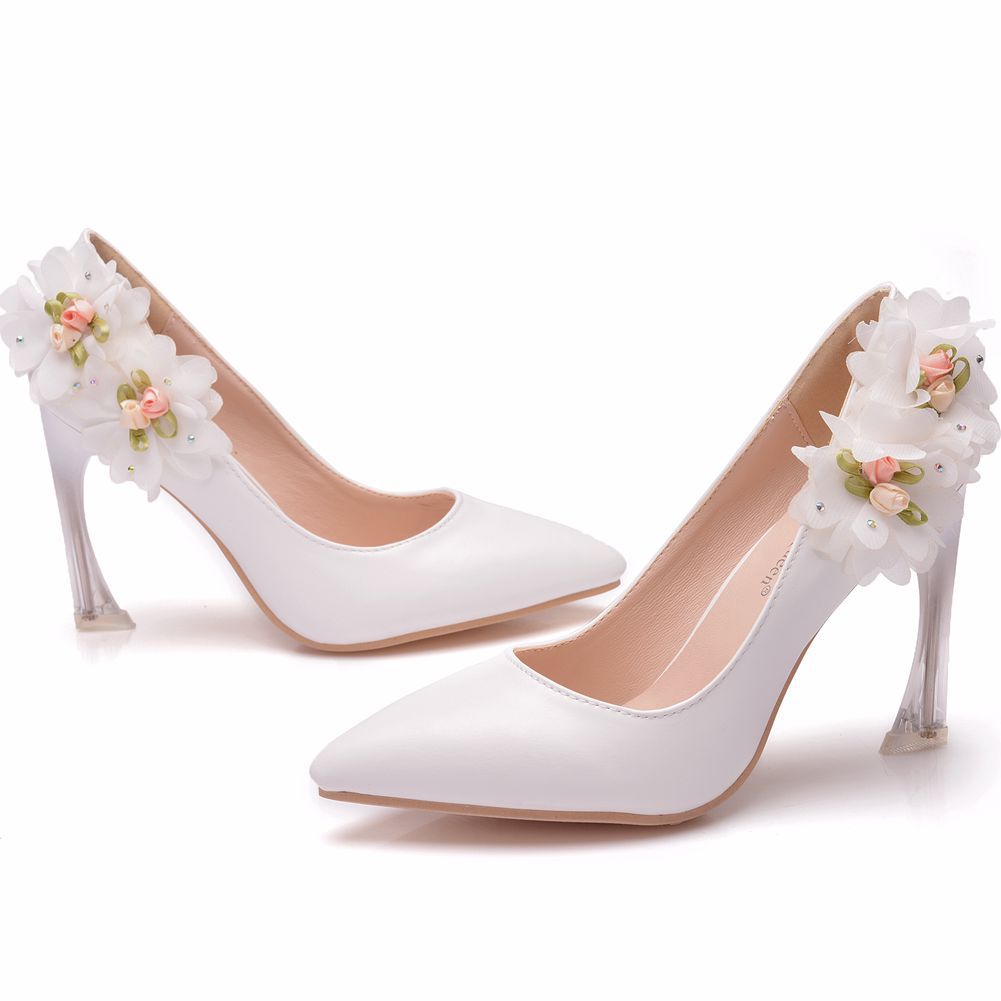 Women Crystal Flora Stiletto Heel Wedding Pumps